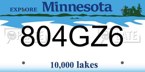 804GZ6 Minnesota License Plate