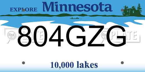 804GZG Minnesota License Plate