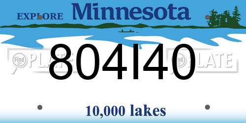 804I40 Minnesota License Plate