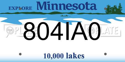 804IA0 Minnesota License Plate