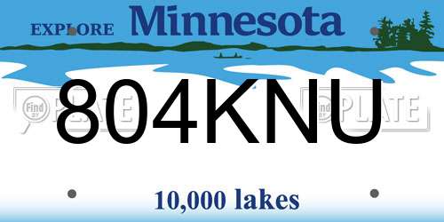 804KNU Minnesota License Plate