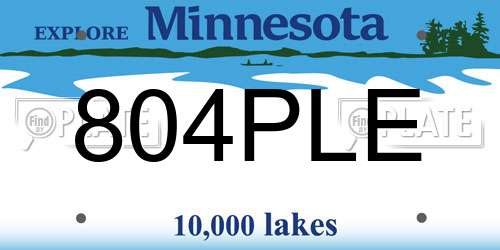 804PLE Minnesota License Plate