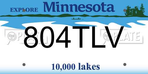 804TLV Minnesota License Plate
