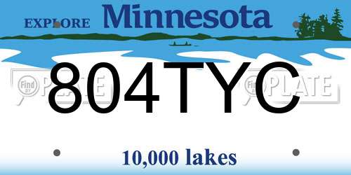 804TYC Minnesota License Plate
