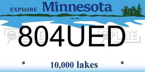 804UED Minnesota License Plate