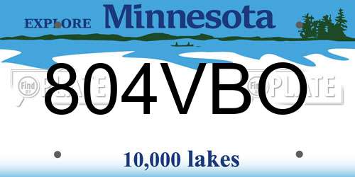 804VBO Minnesota License Plate