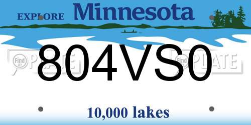 804VS0 Minnesota License Plate