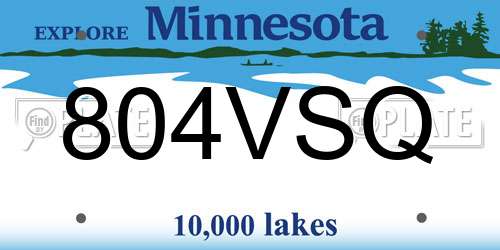 804VSQ Minnesota License Plate