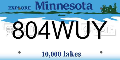 804WUY Minnesota License Plate