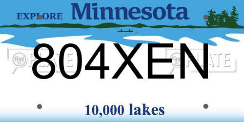 804XEN Minnesota License Plate