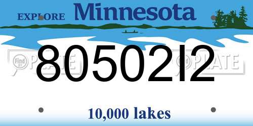 80502I2 Minnesota License Plate