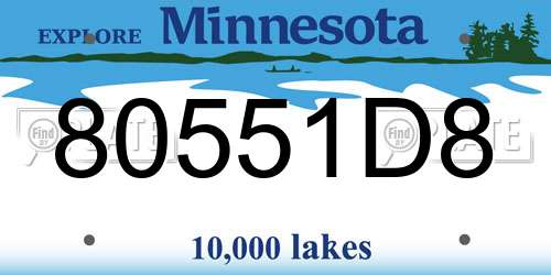 80551D8 Minnesota License Plate
