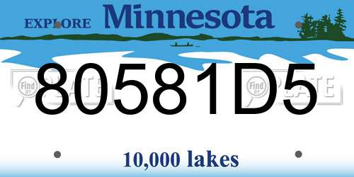80581D5 Minnesota License Plate
