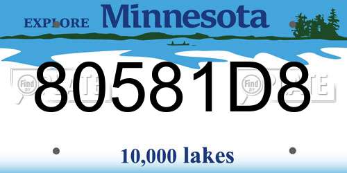80581D8 Minnesota License Plate