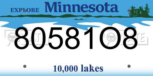 80581O8 Minnesota License Plate