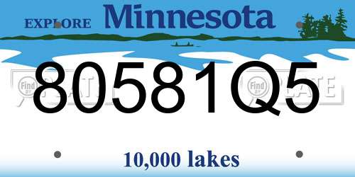 80581Q5 Minnesota License Plate