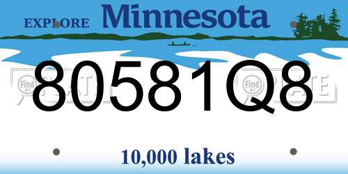 80581Q8 Minnesota License Plate