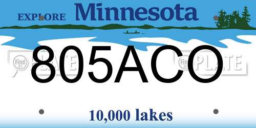 805ACO Minnesota License Plate