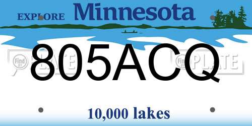 805ACQ Minnesota License Plate