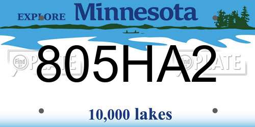 805HA2 Minnesota License Plate