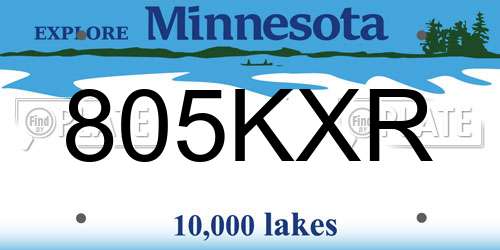 805KXR Minnesota License Plate