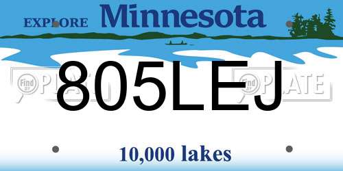 805LEJ Minnesota License Plate