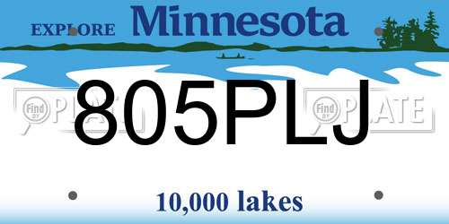 805PLJ Minnesota License Plate
