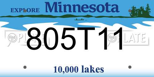 805T11 Minnesota License Plate