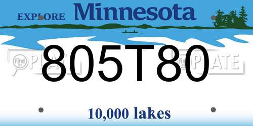 805T80 Minnesota License Plate