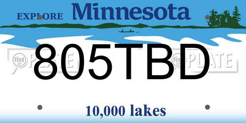 805TBD Minnesota License Plate