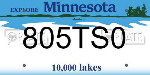 805TS0 Minnesota License Plate