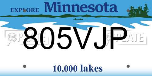 805VJP Minnesota License Plate