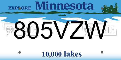 805VZW Minnesota License Plate