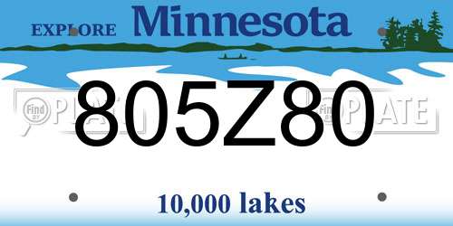 805Z80 Minnesota License Plate