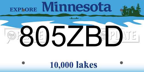 805ZBD Minnesota License Plate