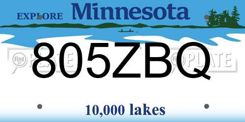 805ZBQ Minnesota License Plate