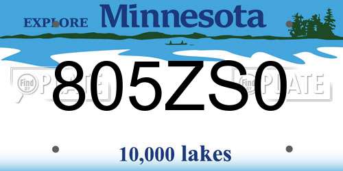 805ZS0 Minnesota License Plate