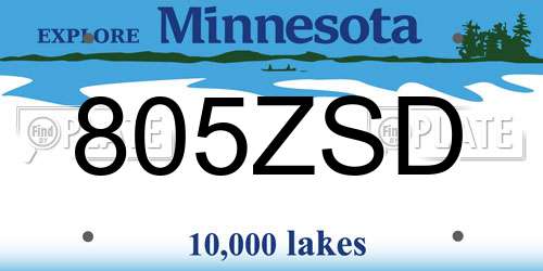 805ZSD Minnesota License Plate