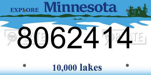 8062414 Minnesota License Plate