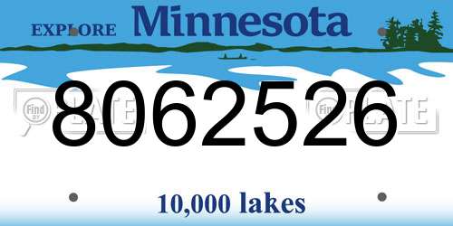 8062526 Minnesota License Plate
