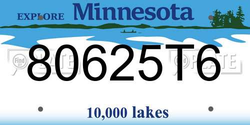 80625T6 Minnesota License Plate