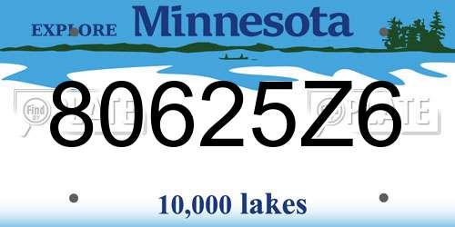 80625Z6 Minnesota License Plate
