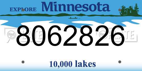 8062826 Minnesota License Plate