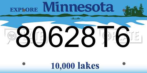 80628T6 Minnesota License Plate