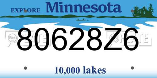 80628Z6 Minnesota License Plate