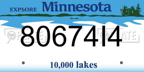 80674I4 Minnesota License Plate