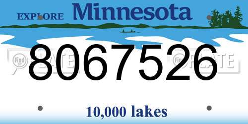 8067526 Minnesota License Plate