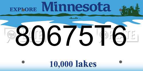 80675T6 Minnesota License Plate