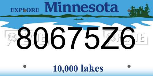 80675Z6 Minnesota License Plate