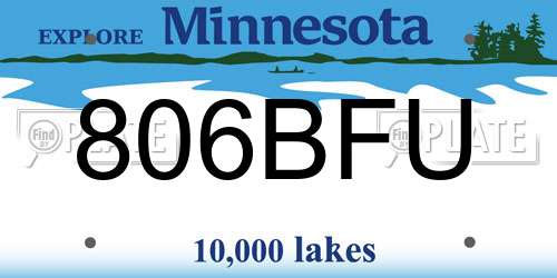 806BFU Minnesota License Plate